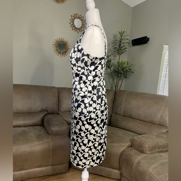 GORGEOUS London Times Black White Satin Bodycon Dress Sz 8 - Picture 3 of 11